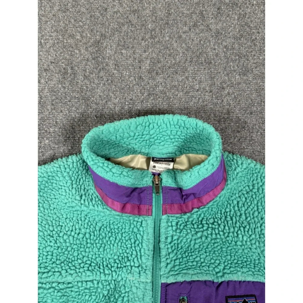 Vintage Patagonia Retro-X Deep Pile Fleece Jacket Girls Kids Sz M 10 Youth Teal